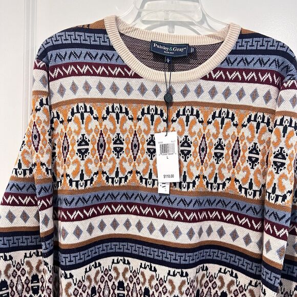 Paisley & Gray Men’s Jahn Beige Wool-Blend Crewneck Slim-Fit Sweater Size Large - Picture 5 of 12